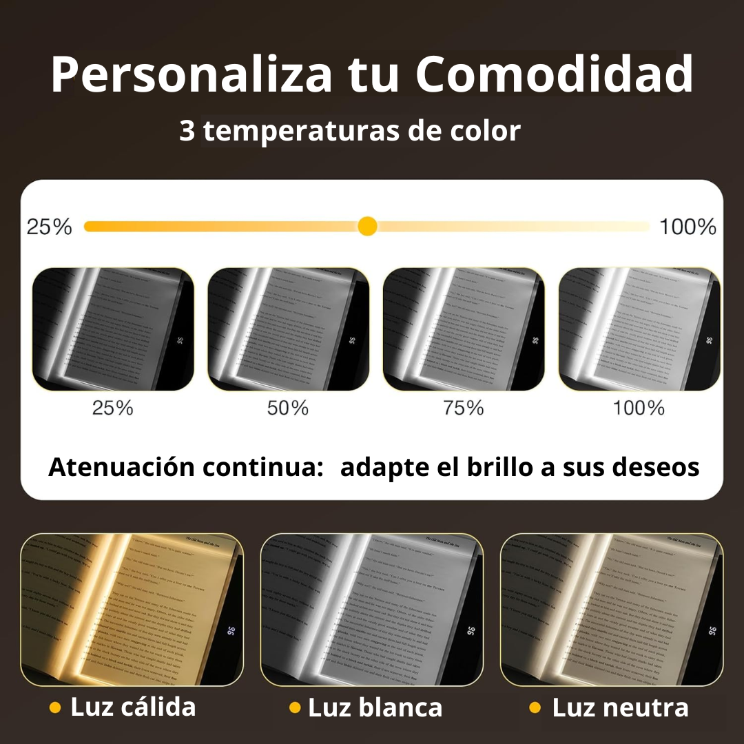 Luz LED portátil con brillo ajustable para leer sin molestar